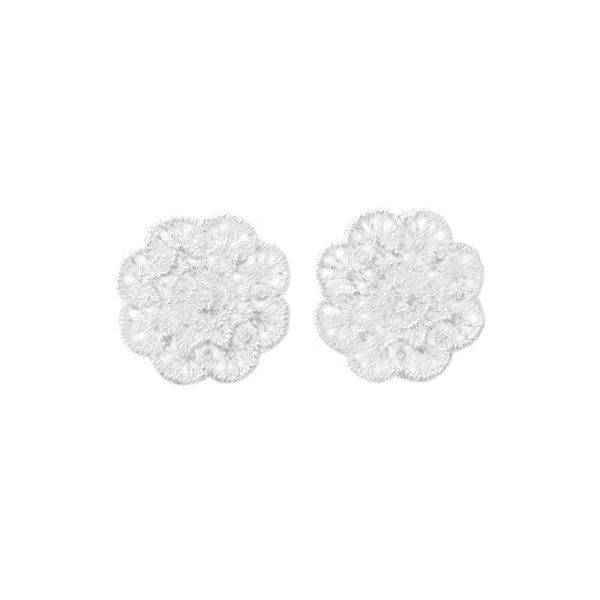 Applikation 2 Häkelblumen weiß