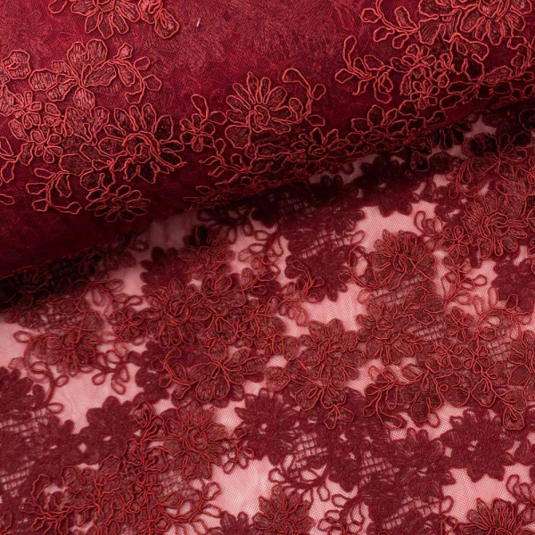 Spitze Stickerei Flowers bordeaux