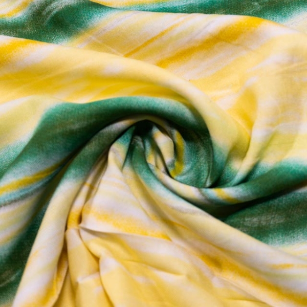 1,20m Zuschnitt Viskosewebware Batik Stripes gelb-grün
