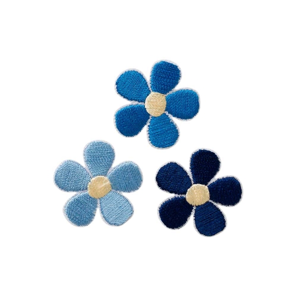 Applikation Blumen blau
