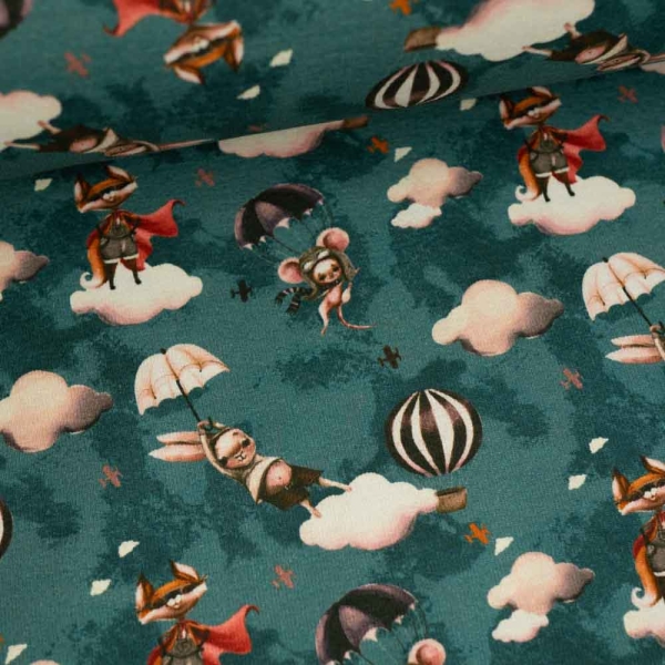 Alpensweat fliegende Tiere petrol