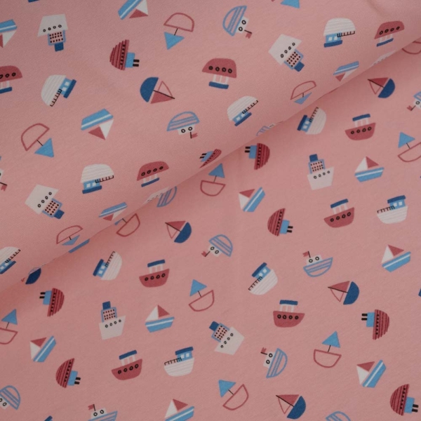 Baumwolljersey Schiffe rosa