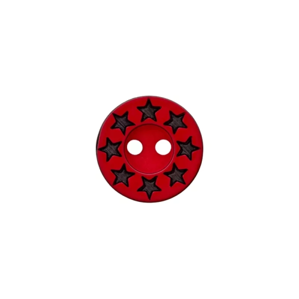 Polyesterknopf Sterne 12mm rot