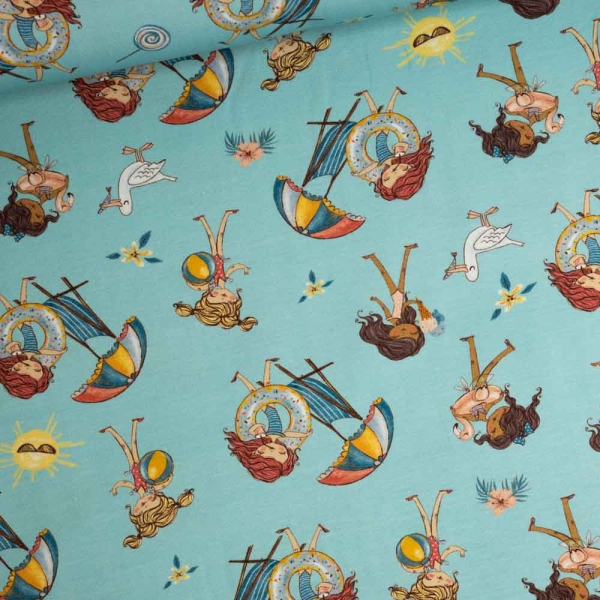 Baumwolljersey Sommer Mädchen aqua