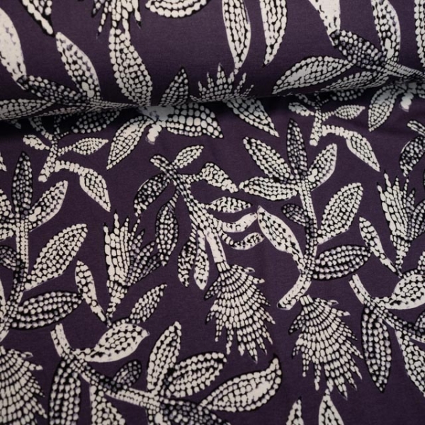 Viskosejersey Tupfenblätter beere