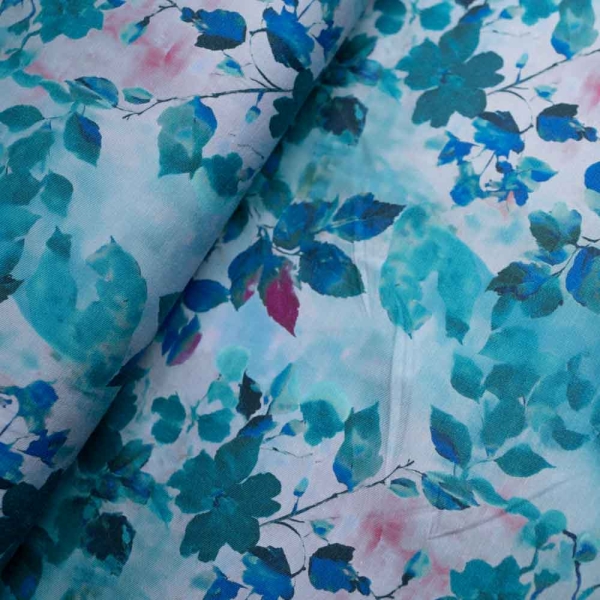 Bamboo Jersey Rosenblätter jeansblau