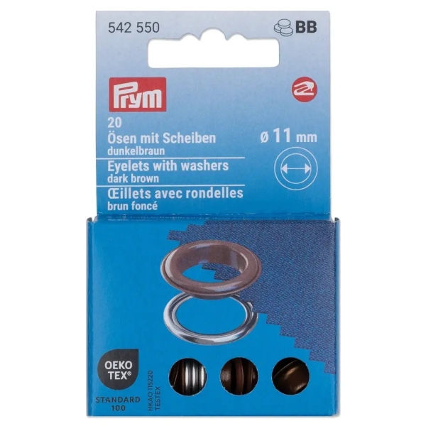 Prym Ösen mit Scheiben 11mm braun