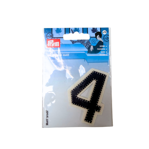 Applikation Stickoptik Zahl 4 navy