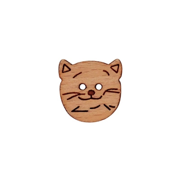 Holzknopf Katze 18mm beige