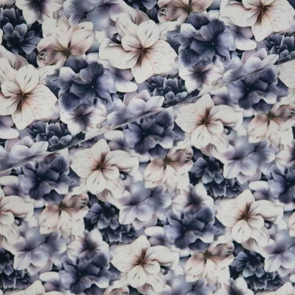 Baumwolljersey Hortensie grau