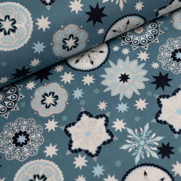 Baumwollwebware Sterne jeansblau