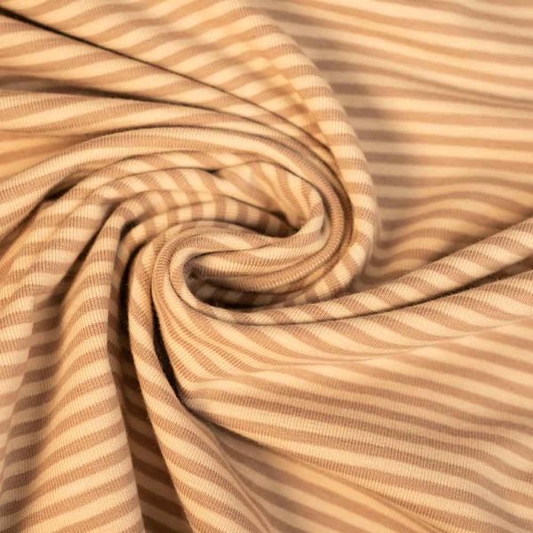 Baumwolljersey Ringelstreifen camel-beige