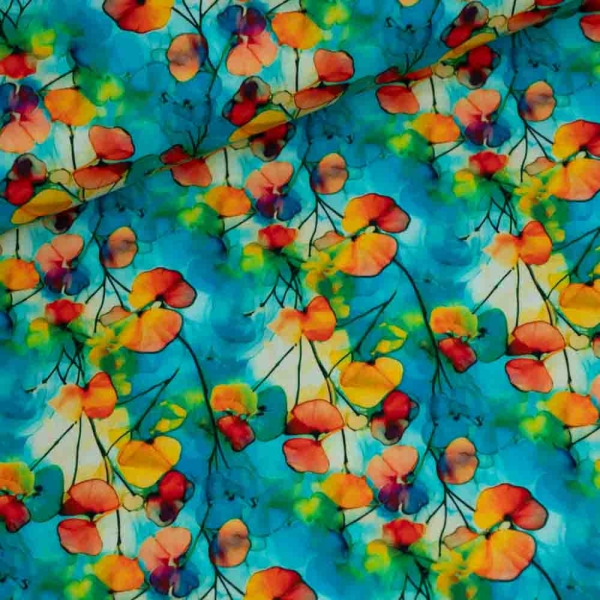 Baumwollwebware Aquarell Ginkgo aqua