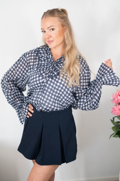 Viskose Tencel Bluse Karos navy