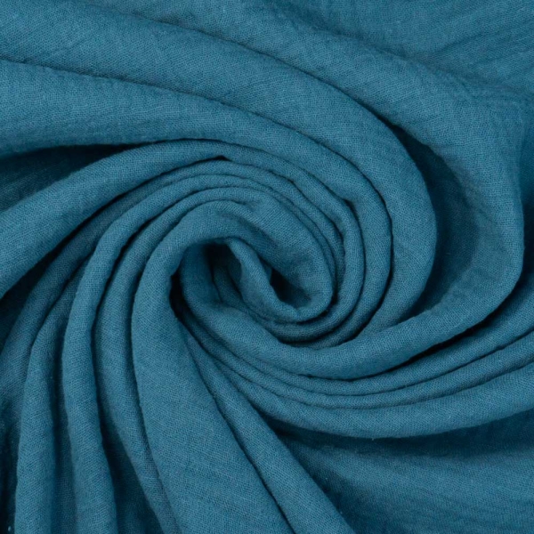 Bio-Musselin Double Gauze Uni jeansblau