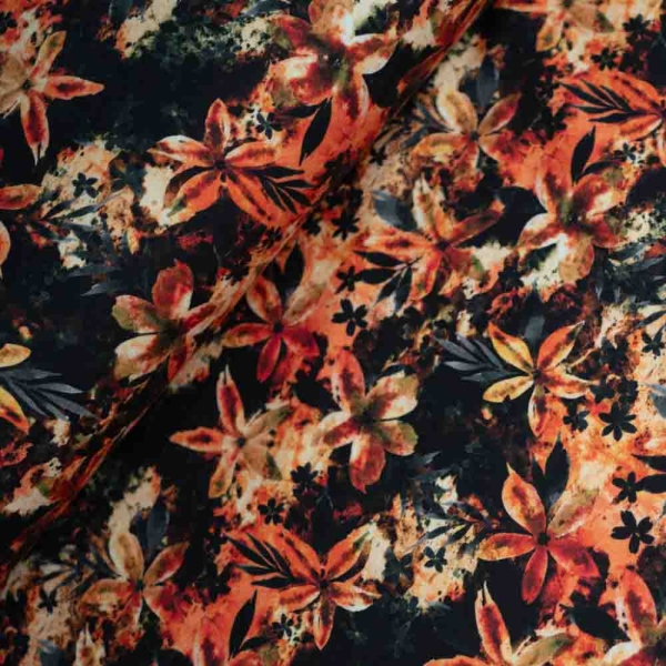 French Terry Sweat Lilien schwarz