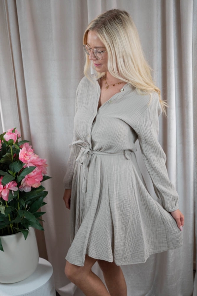 Musselin Blusenkleid beige