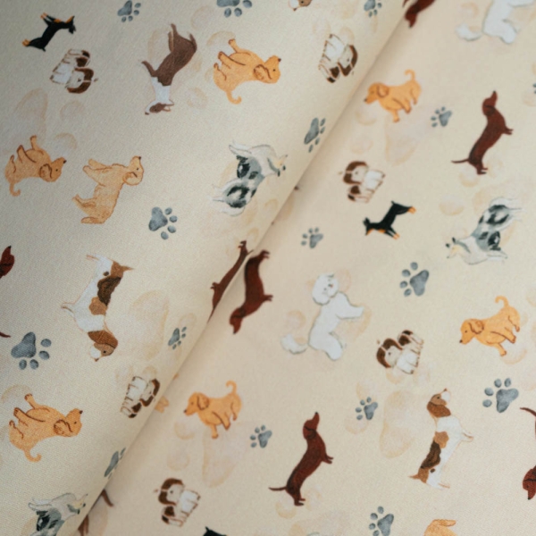 Baumwolljersey Hunde ecru