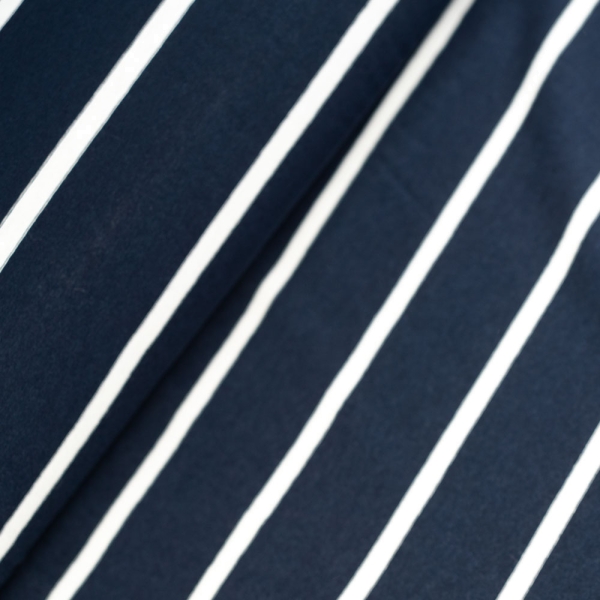 Viskosejersey große Streifen navy-weiß
