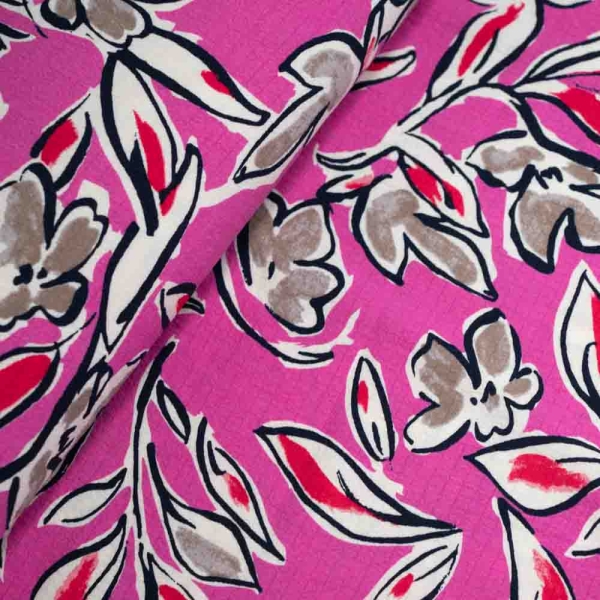 Viskose Stretch Blumen pink