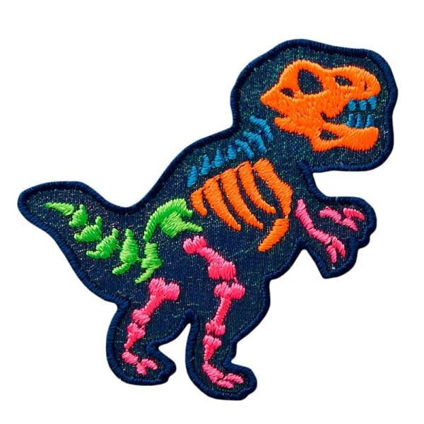 Applikation Dinosaurier blau/bunt