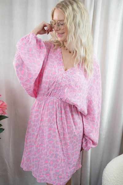 Musselin Kleid Mariel Leo rosa