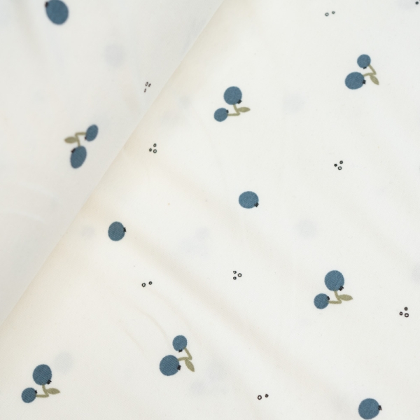 Baumwolljersey Blaubeeren ecru