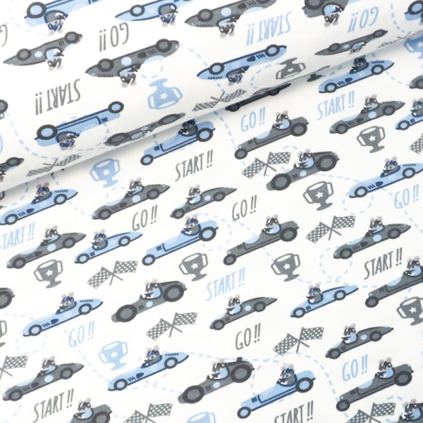 Baumwolljersey Racing Mouse weiß