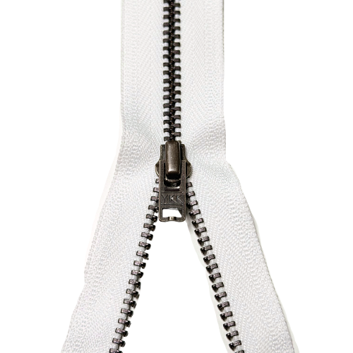 YKK nicht teilbarer Reißverschluss Metall weiß