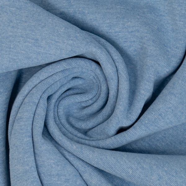 50cm Zuschnitt Feinstrick Bündchen meliert blau
