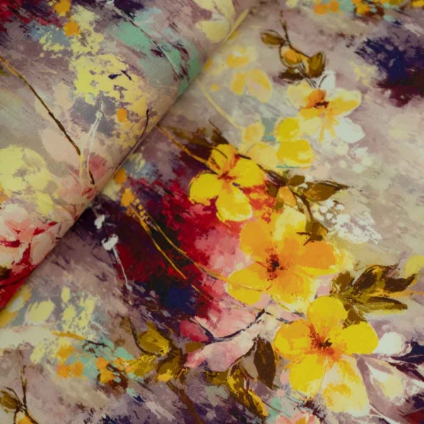 Bamboo Jersey Blumen Malerei beere