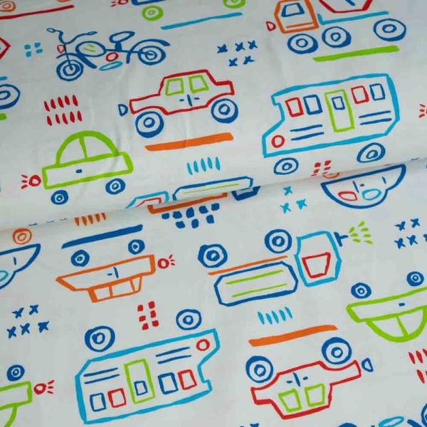 Baumwolljersey Auto Malerei ecru