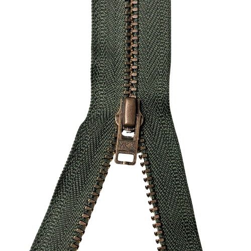 YKK nicht teilbarer Reißverschluss Metall khaki