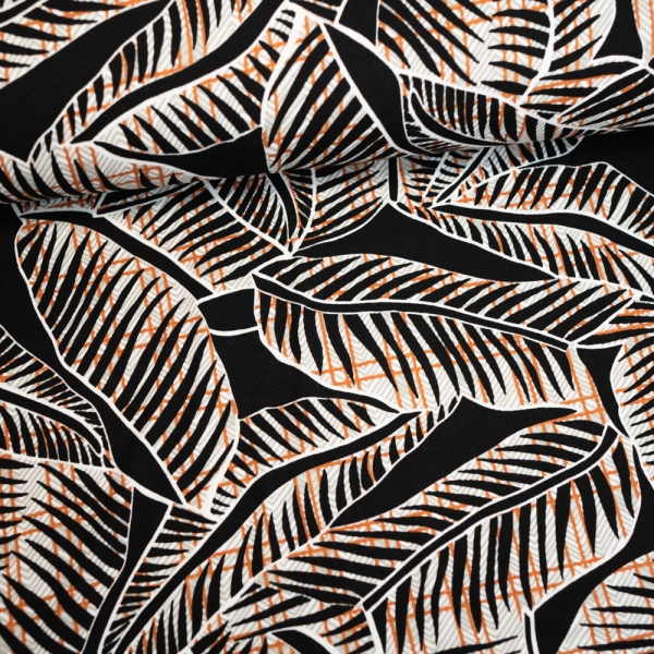 Viskosejsersey Palmenblätter Grafisch terra