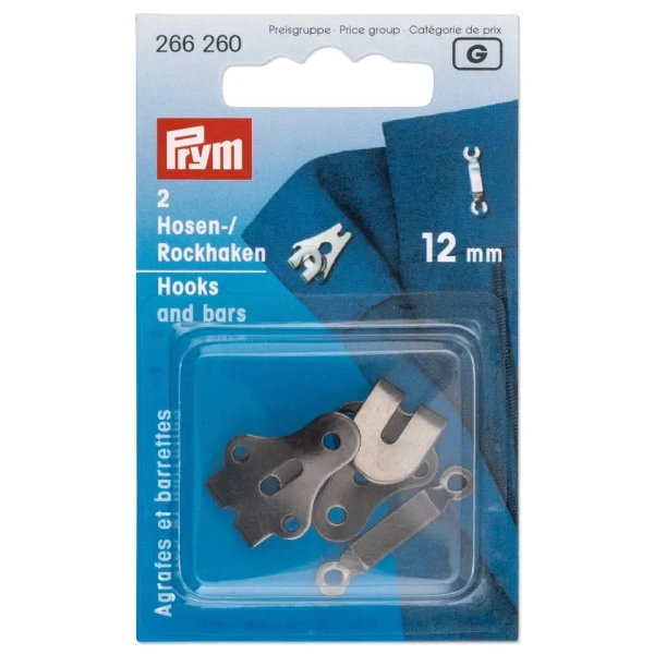 Prym Hosen- oder Rockhaken und Stege 12mm schwarz