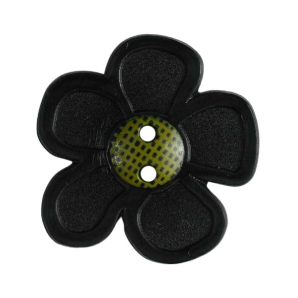 Kinderknopf Blume schwarz 28mm