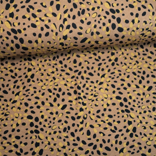 Viskosejersey Wilde Punkte mokka