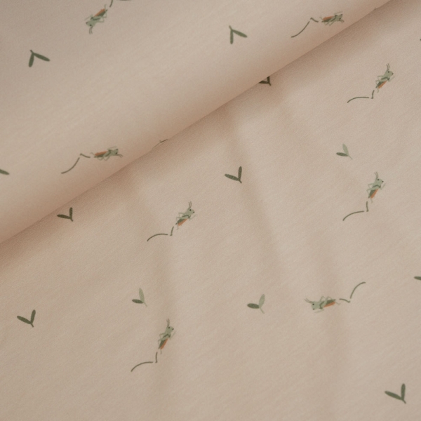 Baumwolljersey kleiner Grashüpfer hellbeige