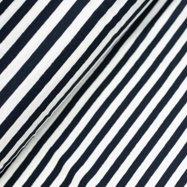 Viskosejersey Streifen navy-weiß
