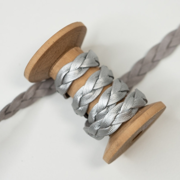 Kunstleder-Kordel Geflochten 10mm silber