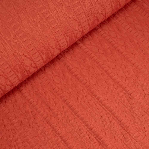 Jacquard Zopfstrick-Jersey terra