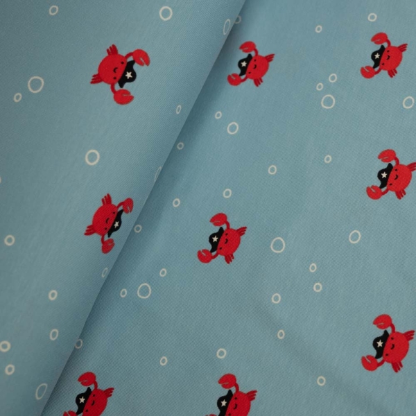 Baumwolljersey kleiner Krebs jeansblau