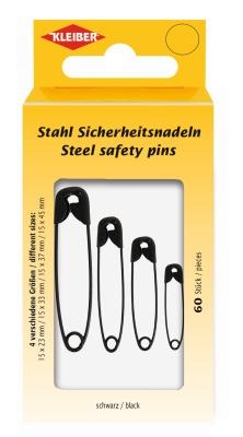 Kleiber Stahl Sicherheitsnadeln 60 Stk schwarz