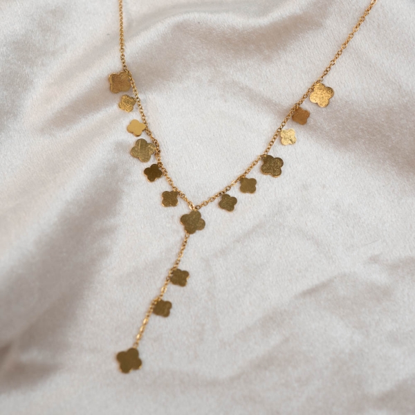 Y-Halskette Glücksklee gold