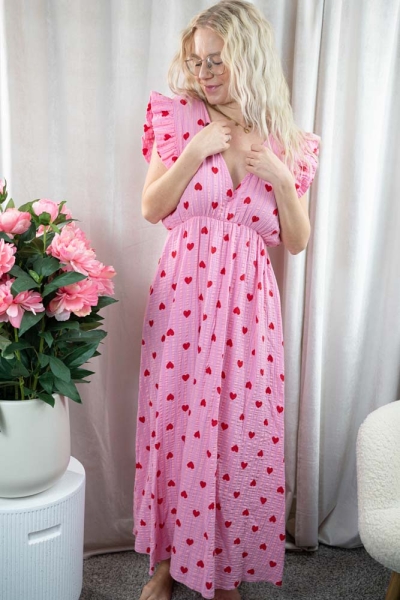 Musselin Maxi Kleid Valentina rosa