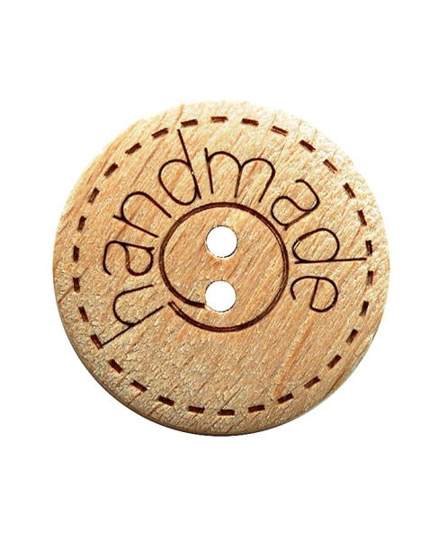 Holzknopf Handmade - Schriftzug 18 mm