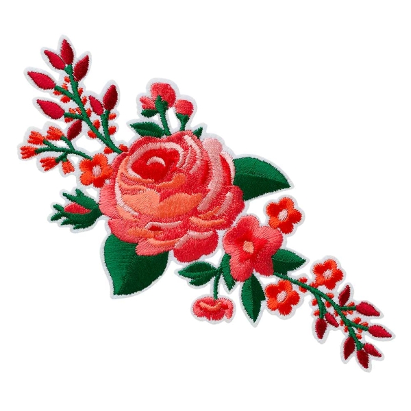 Applikation Blütenranke korallenrot