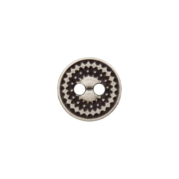 Prym Metallknopf 2 Loch 12mm altsilber