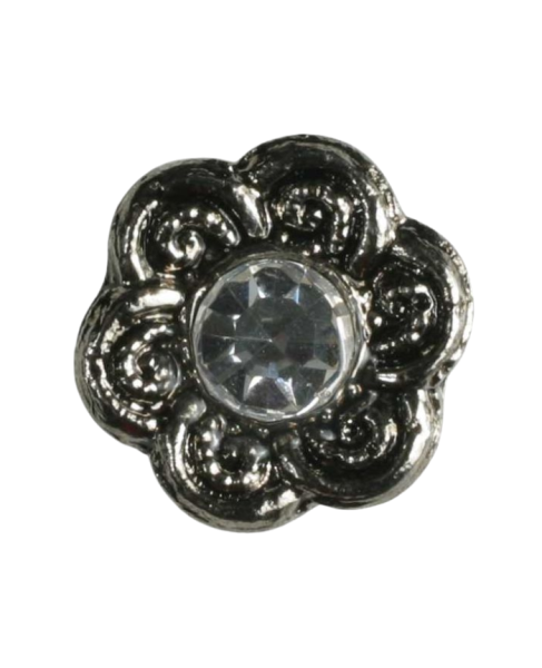 Metallknopf Blume 15mm altsilber