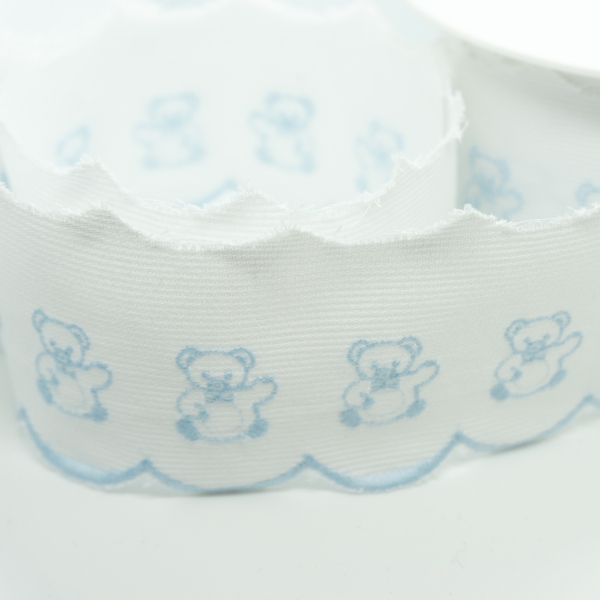 Baumwoll Spitzenborte Teddybear hellblau 4,5cm